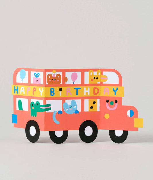 Ausklappbare Kindergeburtstagskarte „Birthday Bus“