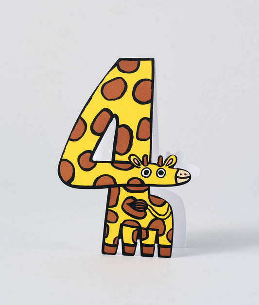 Geburtstagskarte für Kinder mit der Aufschrift Giraffe 4th Birthday